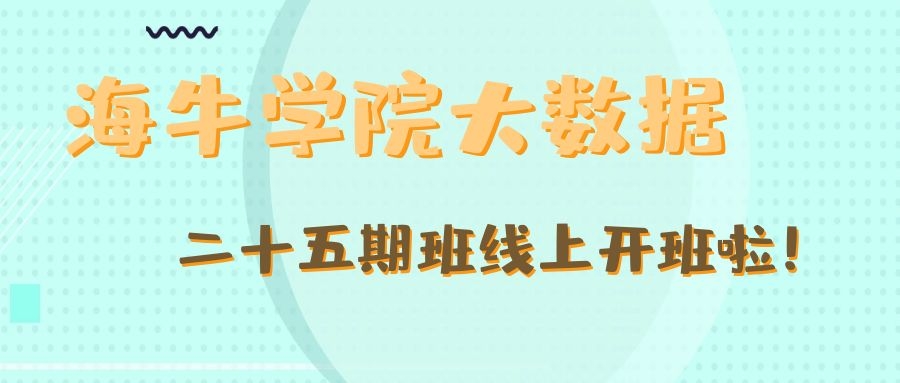 海牛大数据大数据二十五期班线上开班